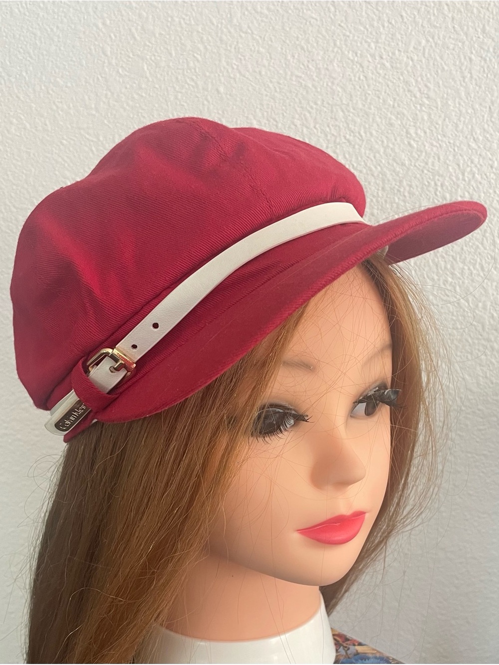 Calvin Klein Red Women's Cadet Cap with White Strap